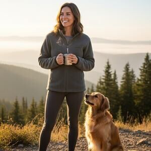 Marmot Fleece Jacket Womens Size Small Greenish-Gray w/ Black Trim Gorpcore Hike